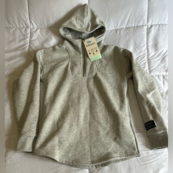 ORAKI NWTs Long Cloud Half-Zip Hoodie - Light Heather Grey Sz XXS - Picture 1 of 4